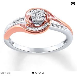 Diamond Ring 1/5 ct tw Baguette & Round 10K Two-Tone Gold